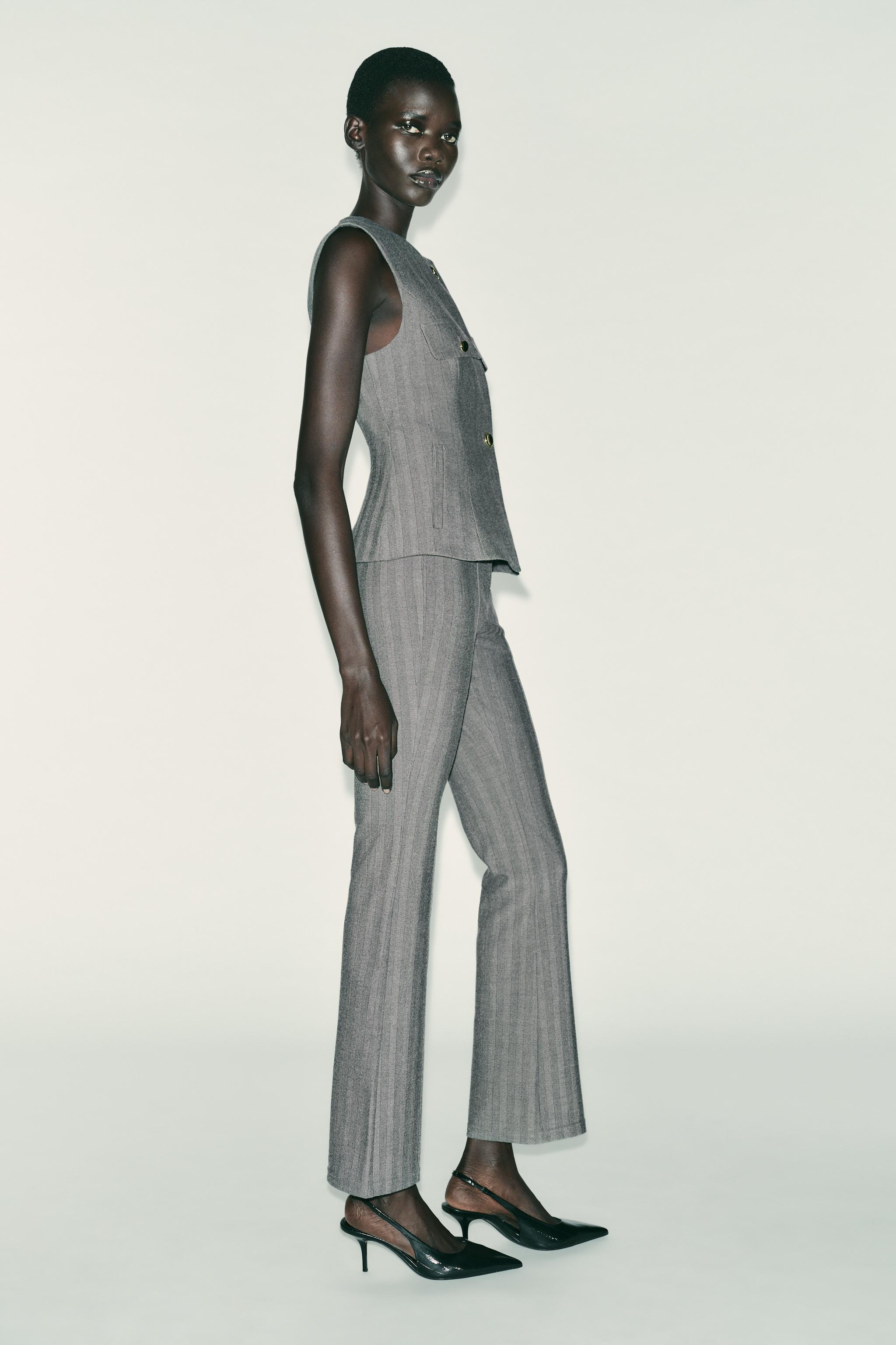 HERRINGBONE FLARE LEGGINGS WITH BELT